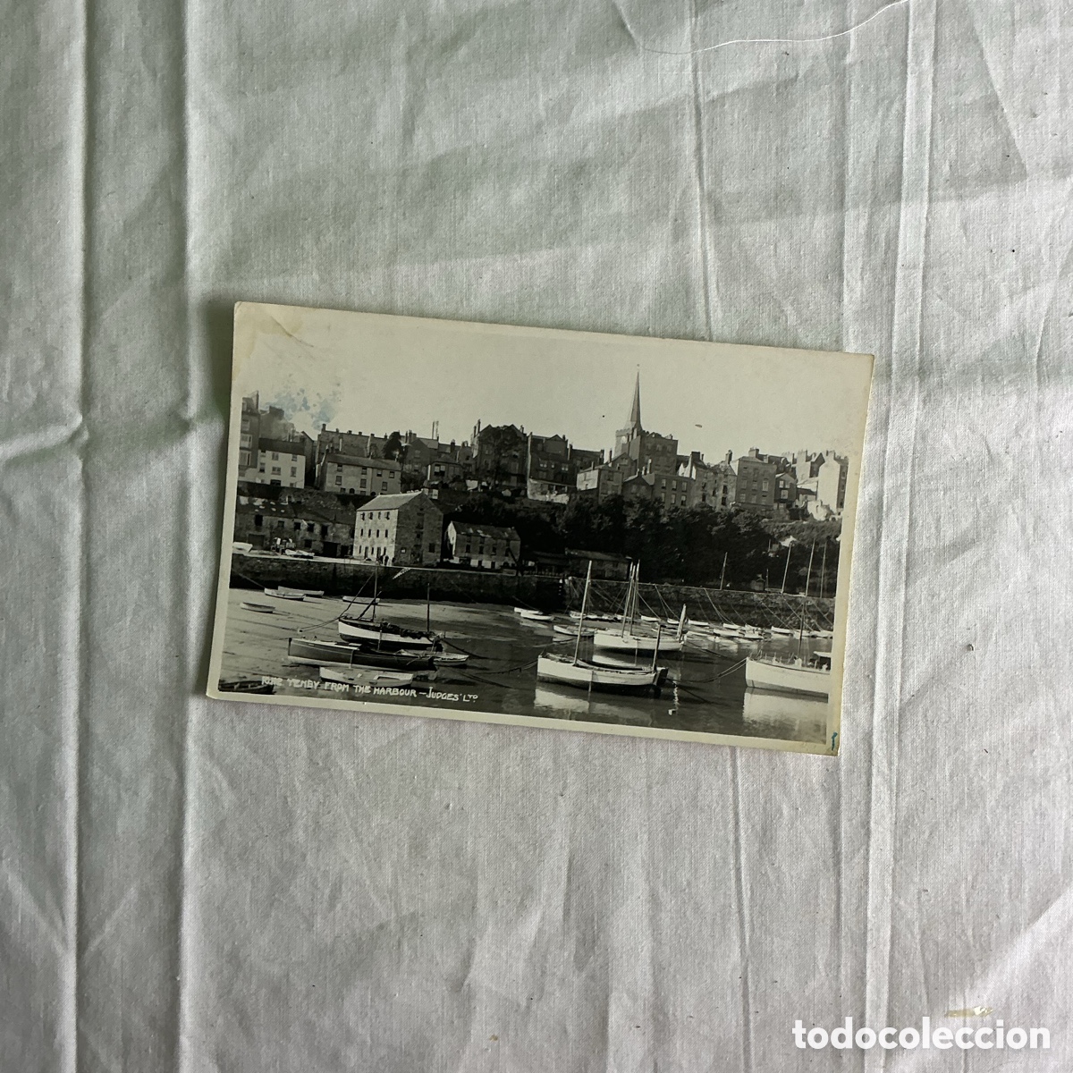 Postales: Postal antigua Tenby desde el puerto &ndash; Gales &ndash; Barcos y vista urbana &ndash; 1963