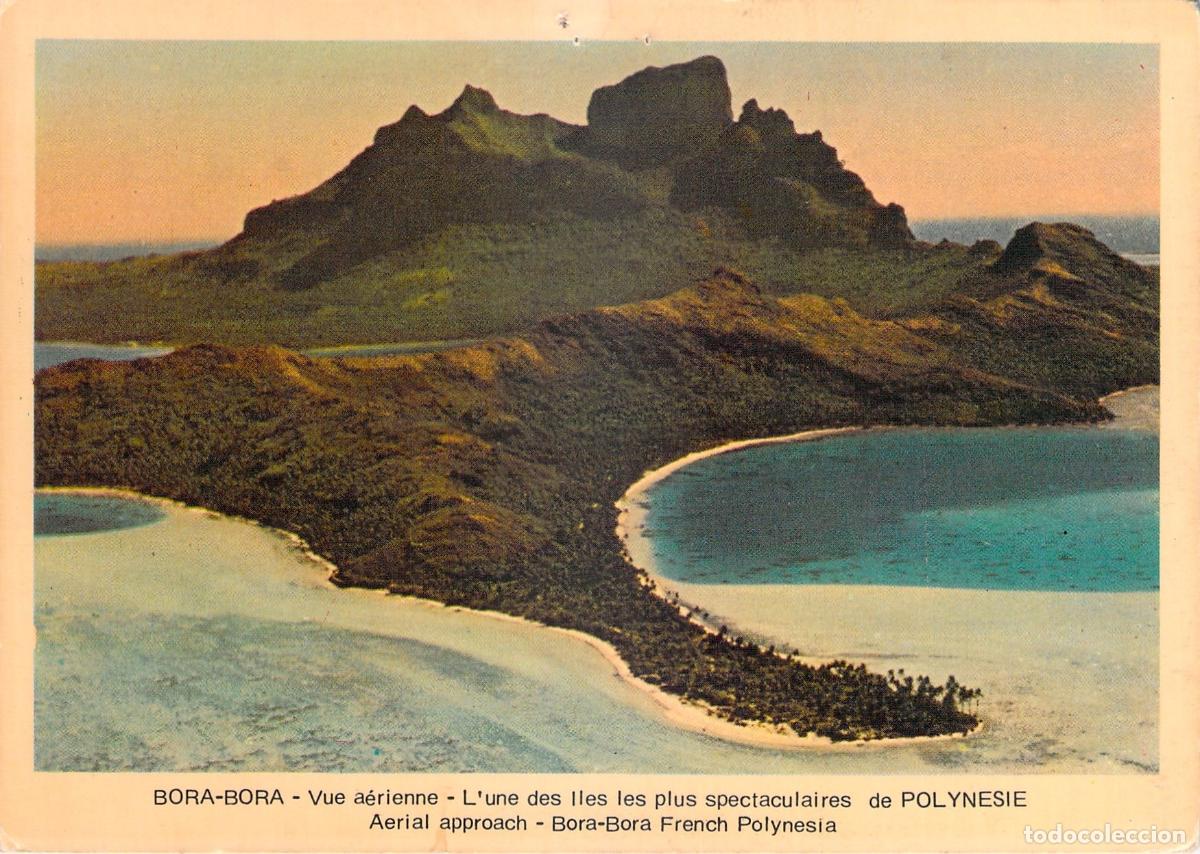 Postales: Postal de vista a&eacute;rea de la isla Bora Bora en la Polinesia Francesa