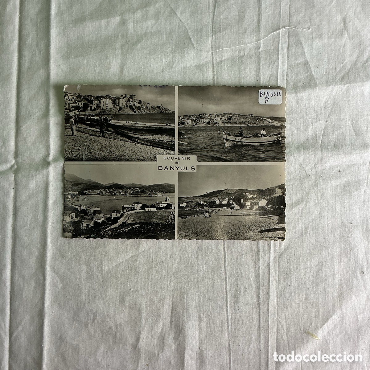 Postales: Postal antigua Souvenir de Banyuls-sur-Mer &ndash; 4 vistas &ndash; Pirineos Orientales, Francia &ndash; A&ntilde;os 50