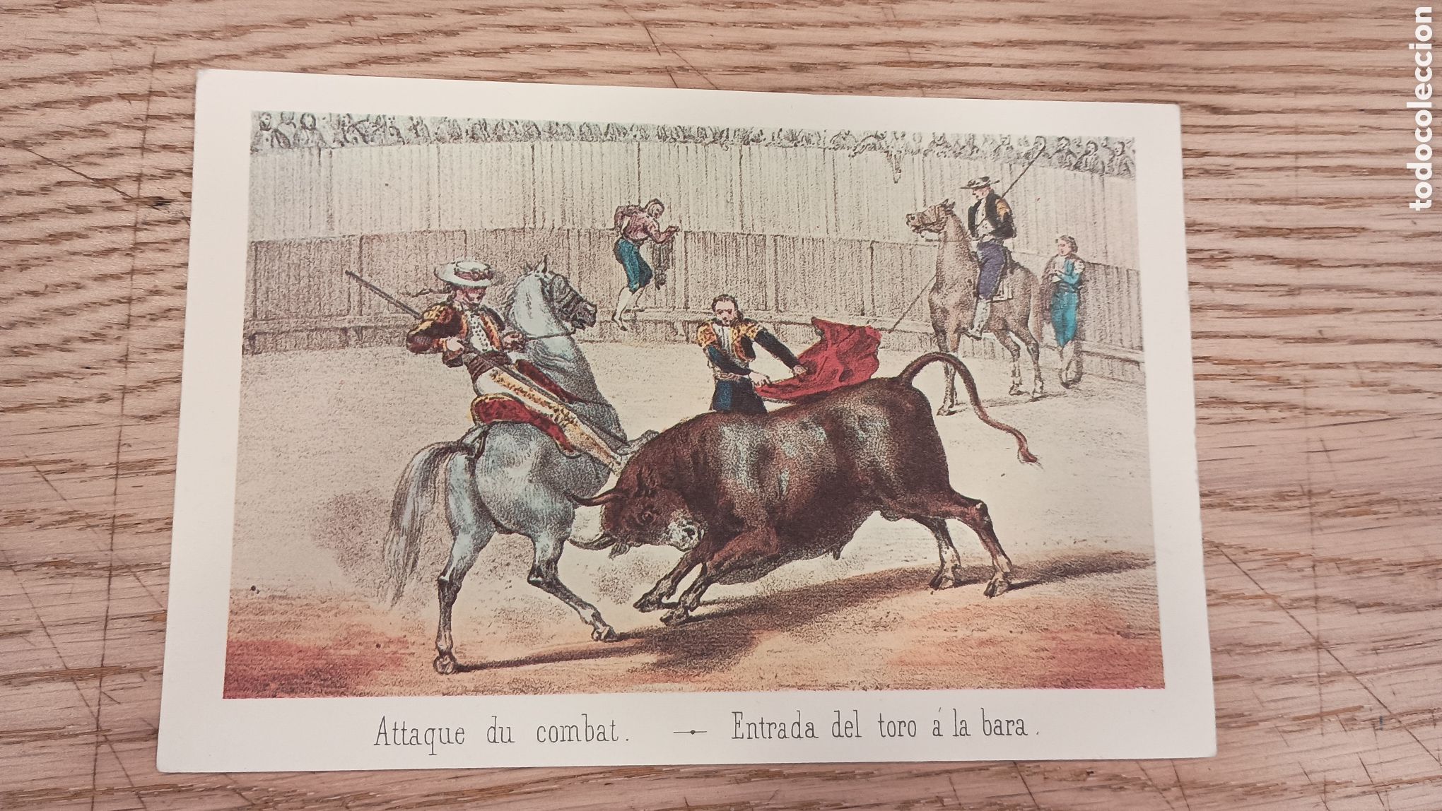 Postales: ENTRADA DEL TORO A LA BARA - ATTAQUE DU COMBAT - Foto 1