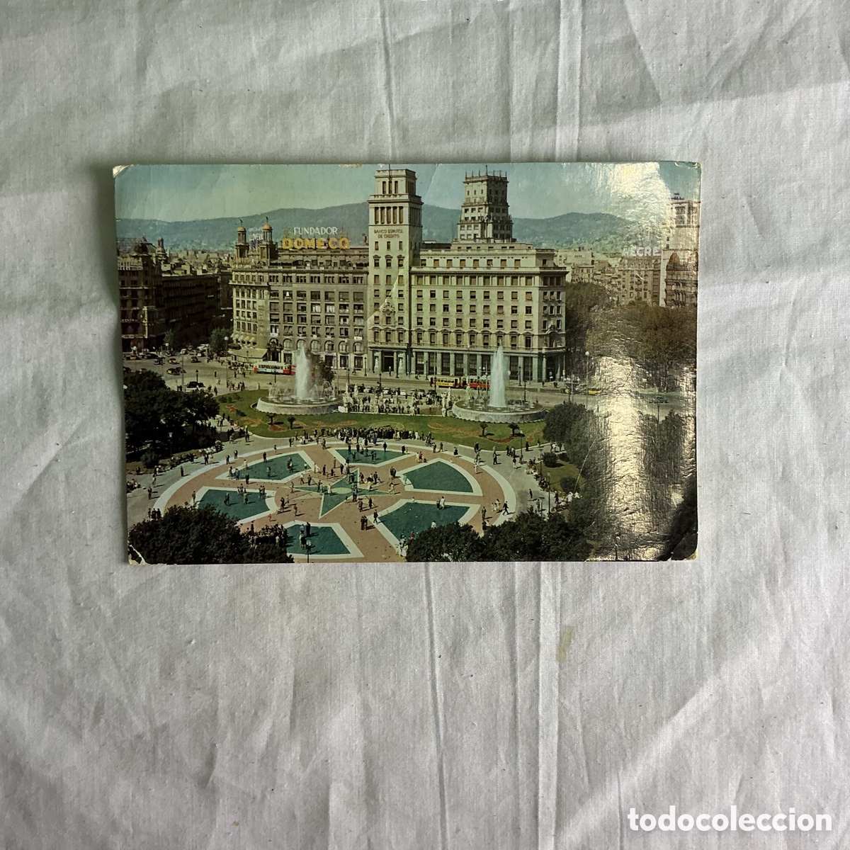 Postales: Postal antigua Barcelona &ndash; Plaza de Catalu&ntilde;a, fuentes y edificios &ndash; Sobernas FISA