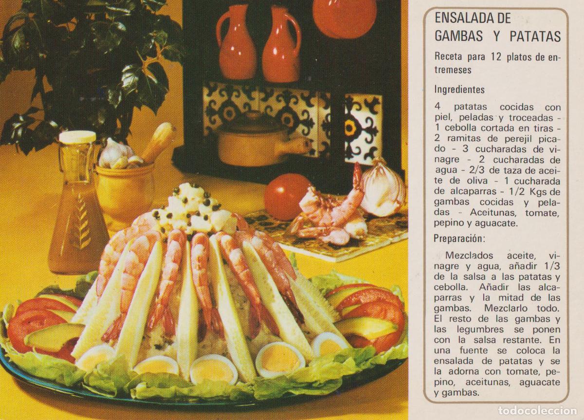 Postales: ENSALADA DE GAMBAS Y PATATAS - ACEITE DE OLIVA ES EL MEJOR - S/C