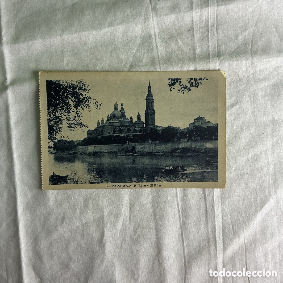 Postales: Antigua postal de Zaragoza &ndash; El Ebro y Bas&iacute;lica del Pilar &ndash; principios del siglo XX