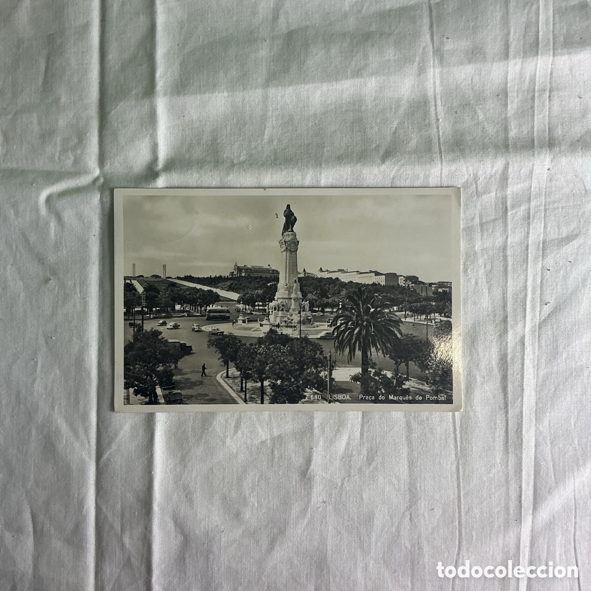 Postales: Antigua postal Lisboa &ndash; Pra&ccedil;a do Marqu&ecirc;s de Pombal &ndash; Portugal, circulada por avi&oacute;n en 1953