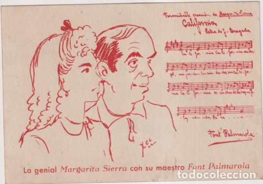 Postkarten: La genial Margarita Sierra con su maestro Font Palmarola. Tarjeta postal Publicidad de Estudio Font