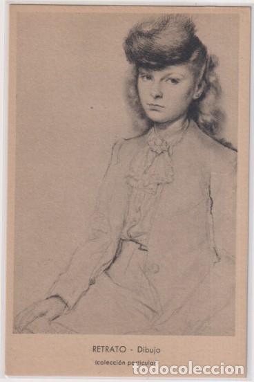 Postkarten: Retrato-Dibujo. Archivo de Arte. Francisco Serra n&ordm; 15. Sin usar