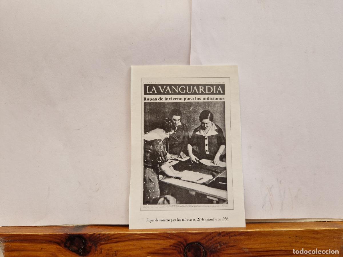 Postales: BONITA FOTOGRAFIA EN PAPEL. LA VANGUARDIA. ROPAS DE INVIERNO PARA LOS MILICIANOS. 27 SETEMBRE. 1936
