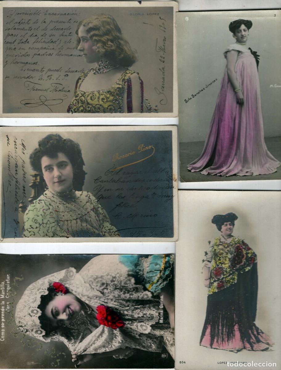 Postales: CONJUNTO DE 5 TARJETAS POSTALES DE ACTRICES Y CANTANTES. PRINCIPIO SIGLO XX