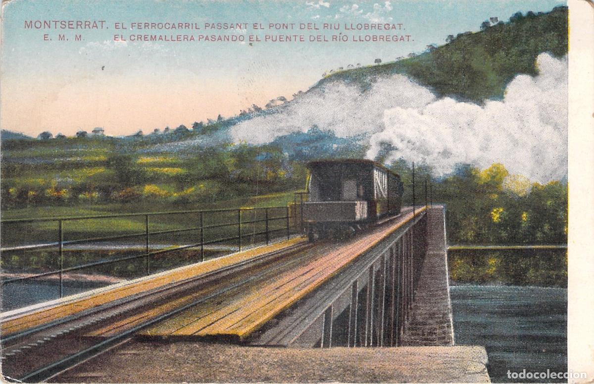 Postales: Postal de Montserrat Tren Cremallera sobre el Puente del R&iacute;o Llobregat