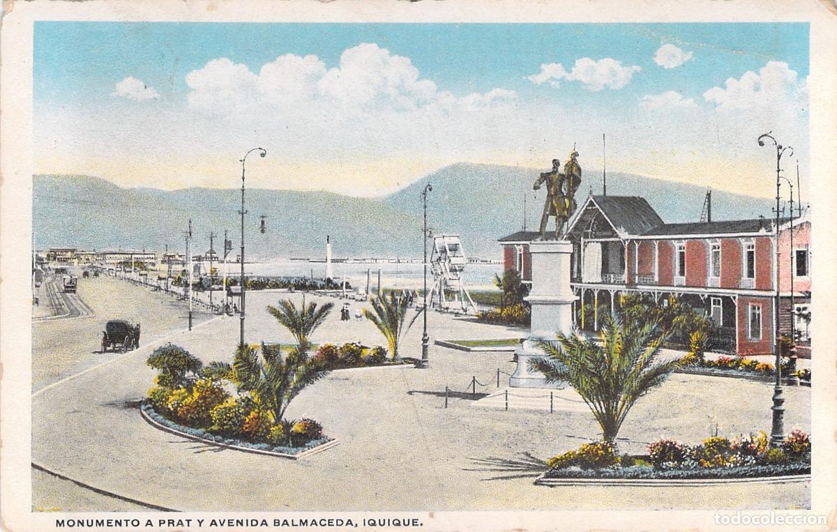Postales: Postal de Iquique Monumento a Arturo Prat y Avenida Balmaceda Chile