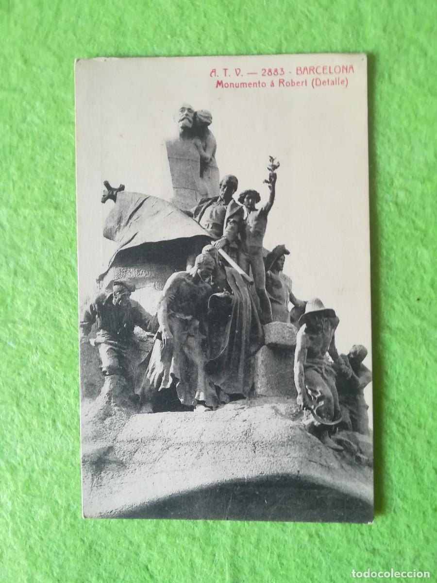 Postales: Postal antigua sin circular monumento a Robert Barcelona