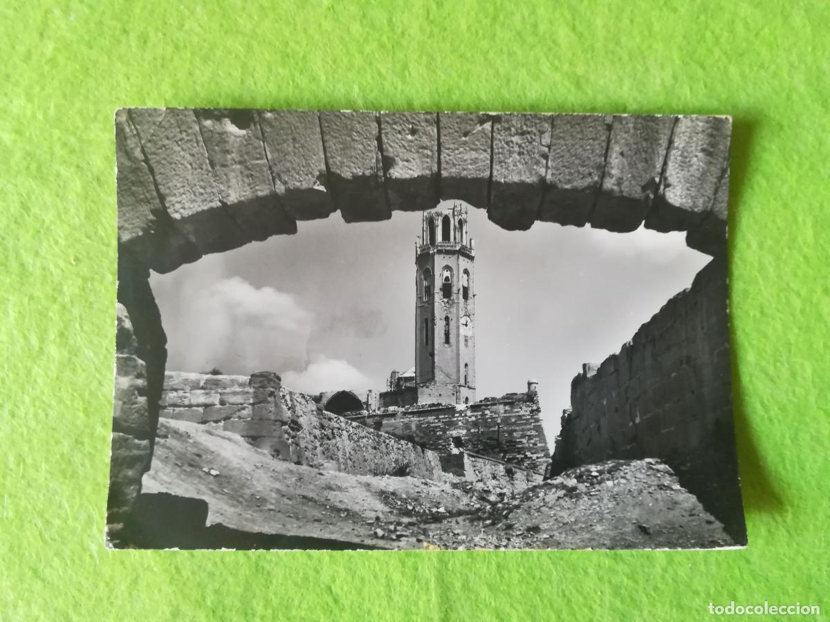 Postales: Postal antigua escrita por detr&aacute;s Lerida Seo a&ntilde;os 50
