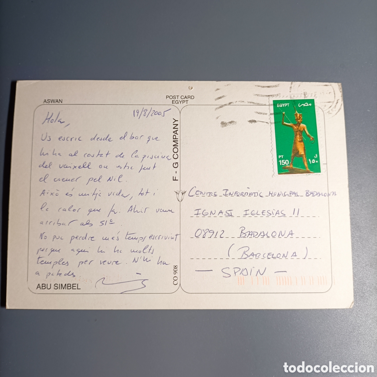 Postales: TARJETA POSTAL CIRCULADA. №CO 908 ABU SIMBEL. ASWAN. EGIPTO - Foto 2