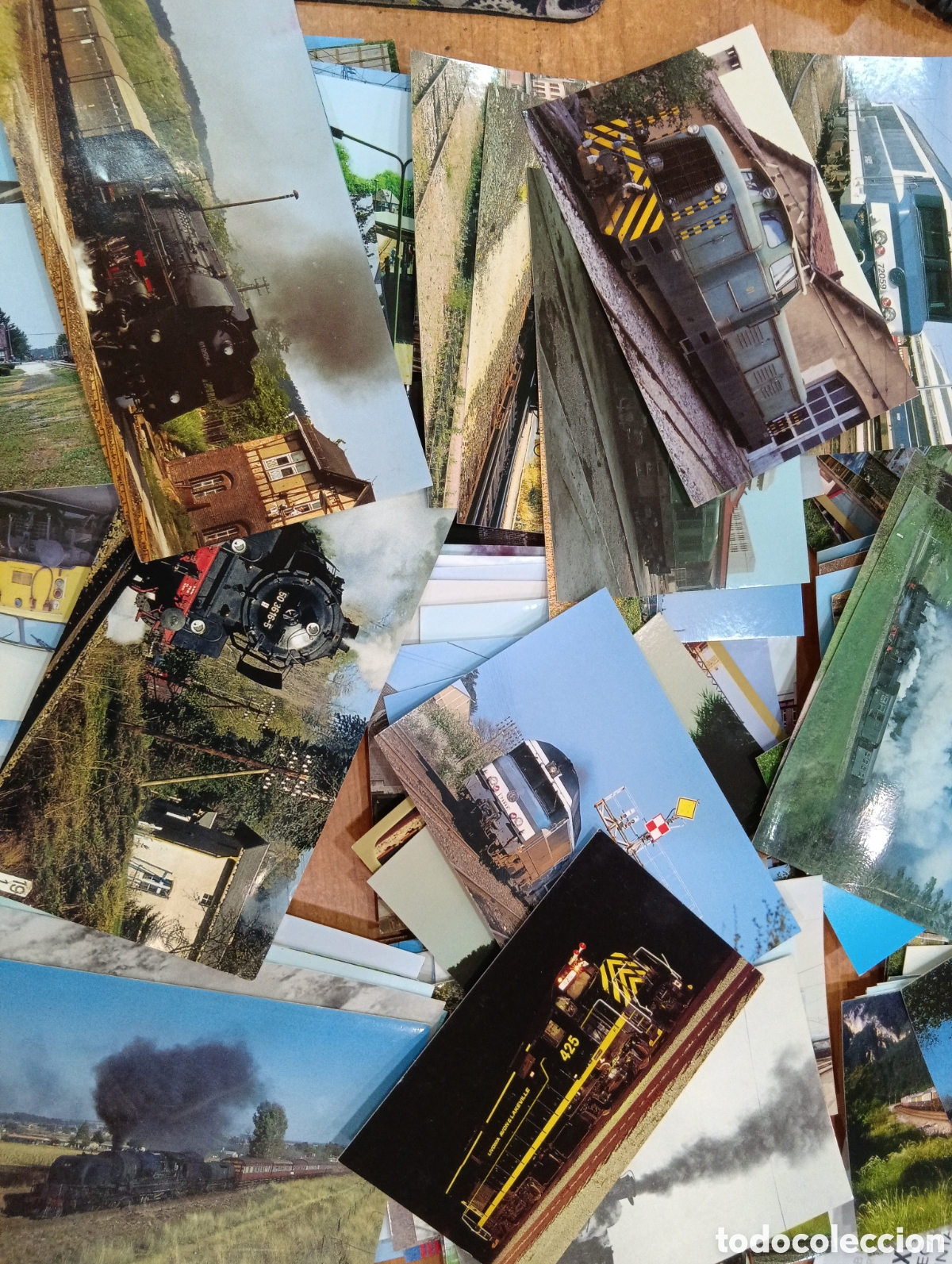 Postales: Lote de 150 postales de trenes de Europa.