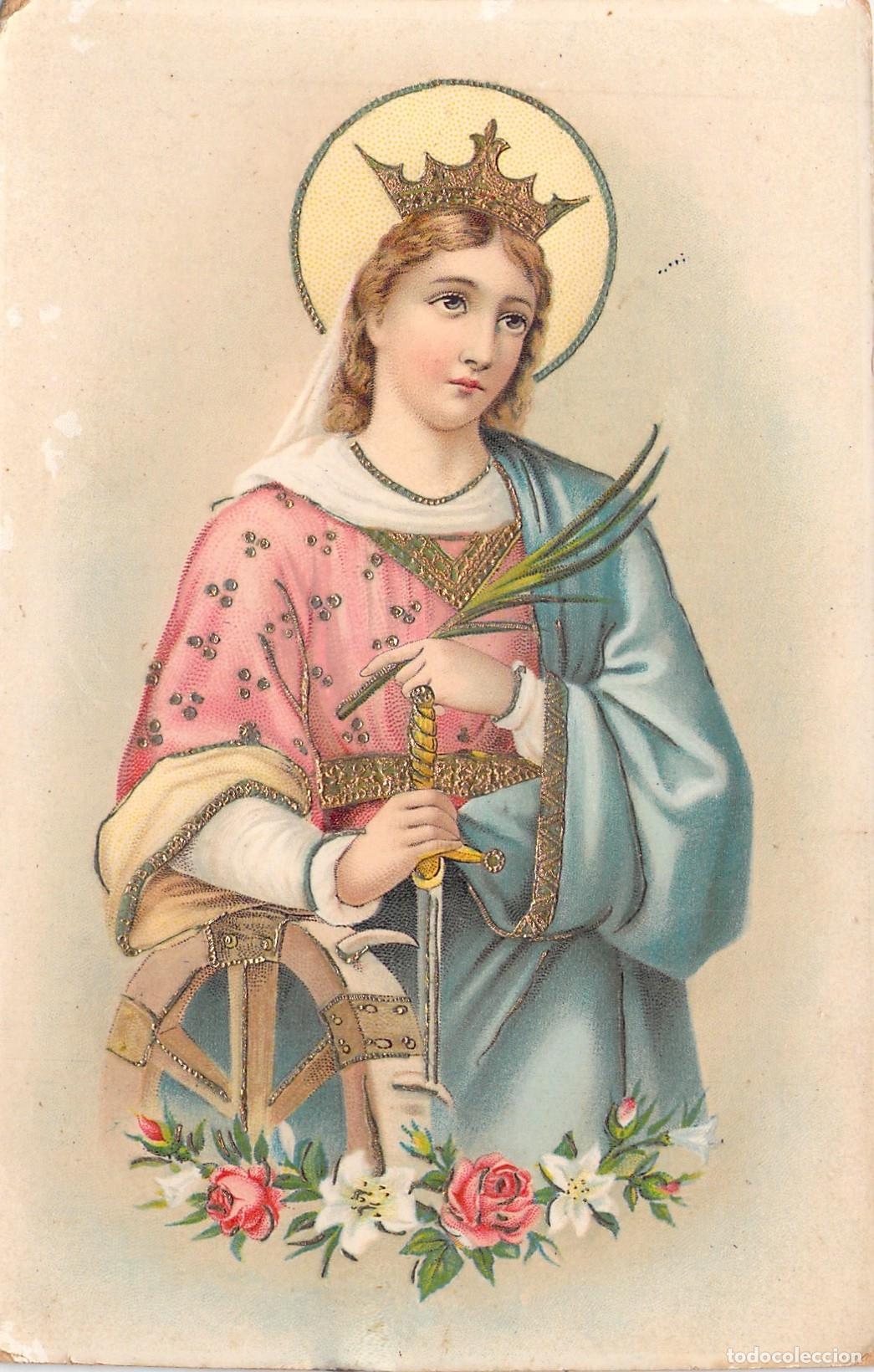 Postales: Postal de Santa Catalina de Alejandr&iacute;a iconograf&iacute;a religiosa