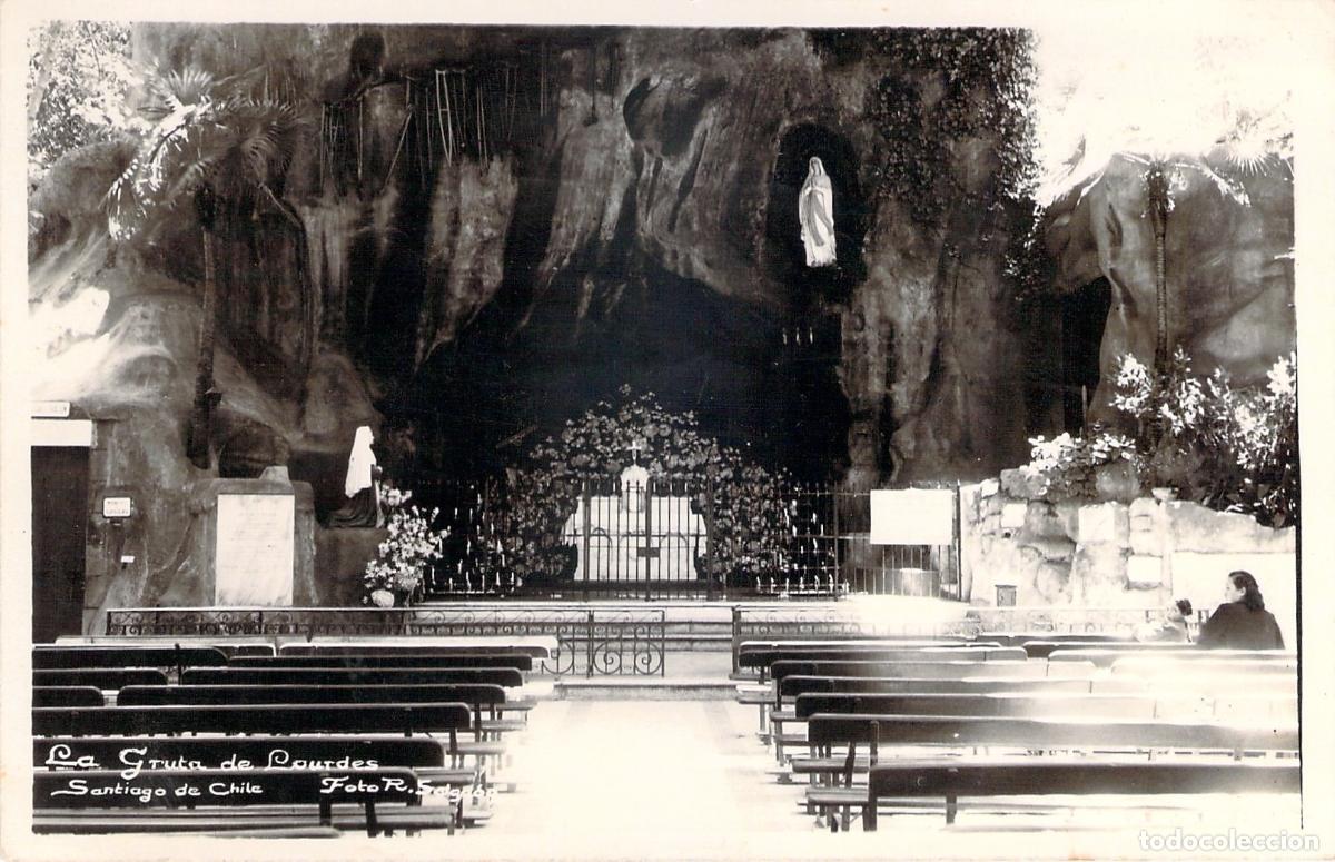 Postales: Postal de la Gruta de Lourdes en Santiago de Chile
