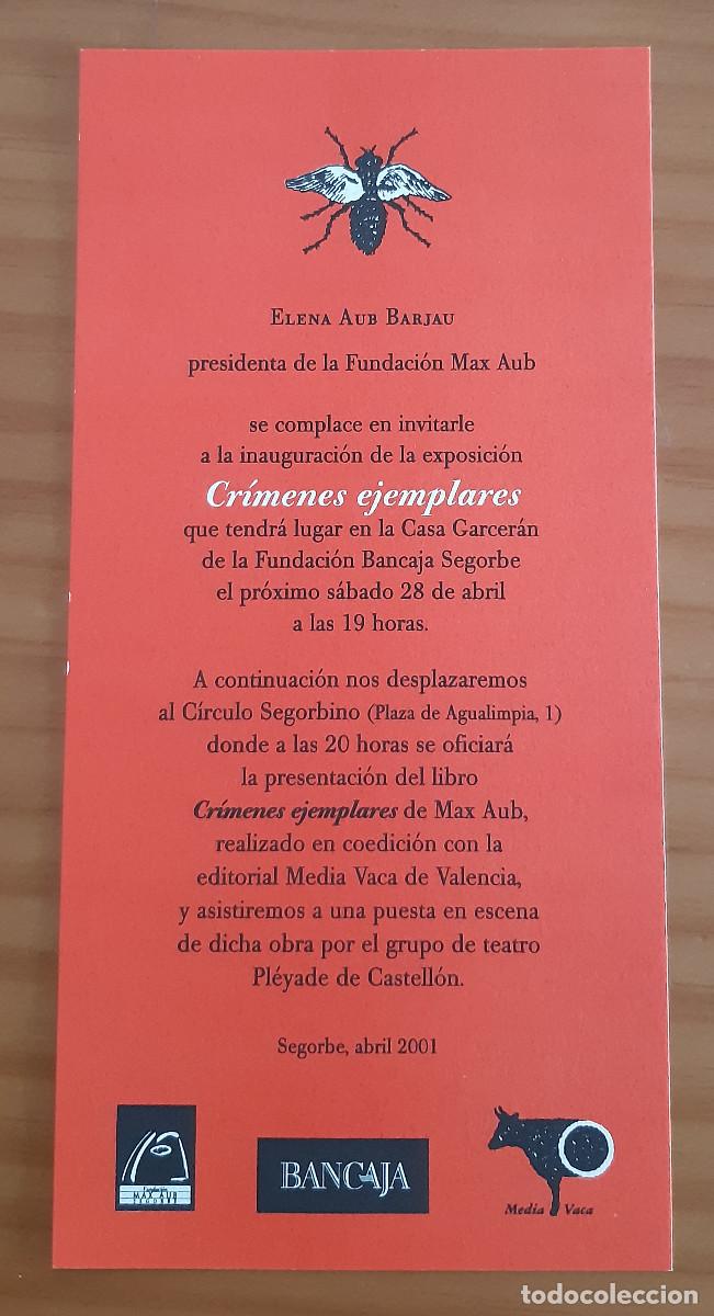 Postais: EXPOSICI&Oacute;N CR&Iacute;MENES EJEMPLARES - MAX AUB - SEGORBE - MEDIA VACA - A&Ntilde;O 2001 - PERFECTO ESTADO