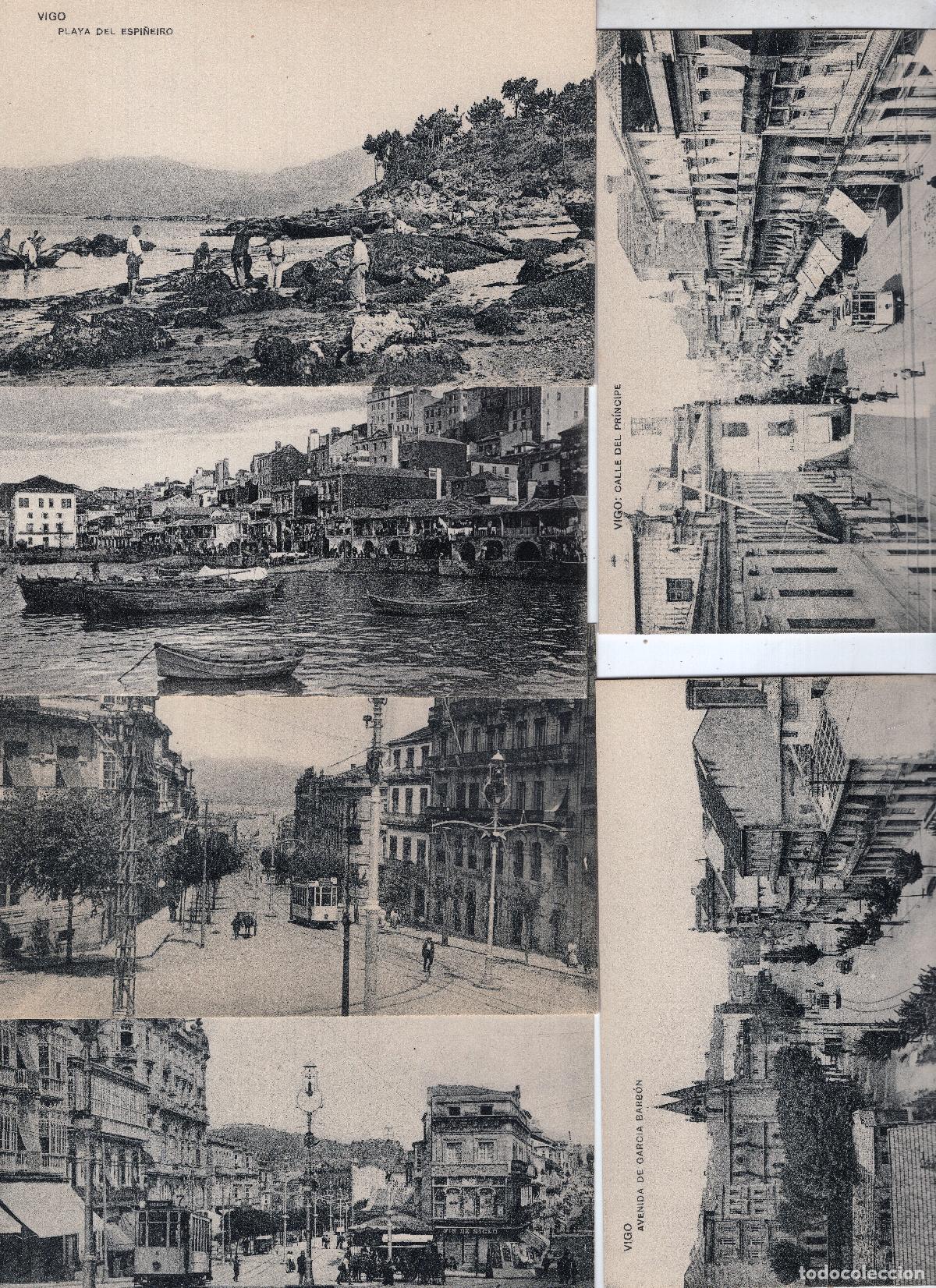 Postales: Vigo. 6 Postales (5 de ellas de Juan V&aacute;zquez, excepto la titulada &ldquo;La Ribera&rdquo;)