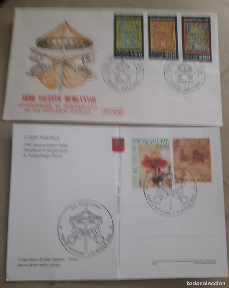 Postales: Lote carta postal, sobre y sellos de Sede Vaticana.