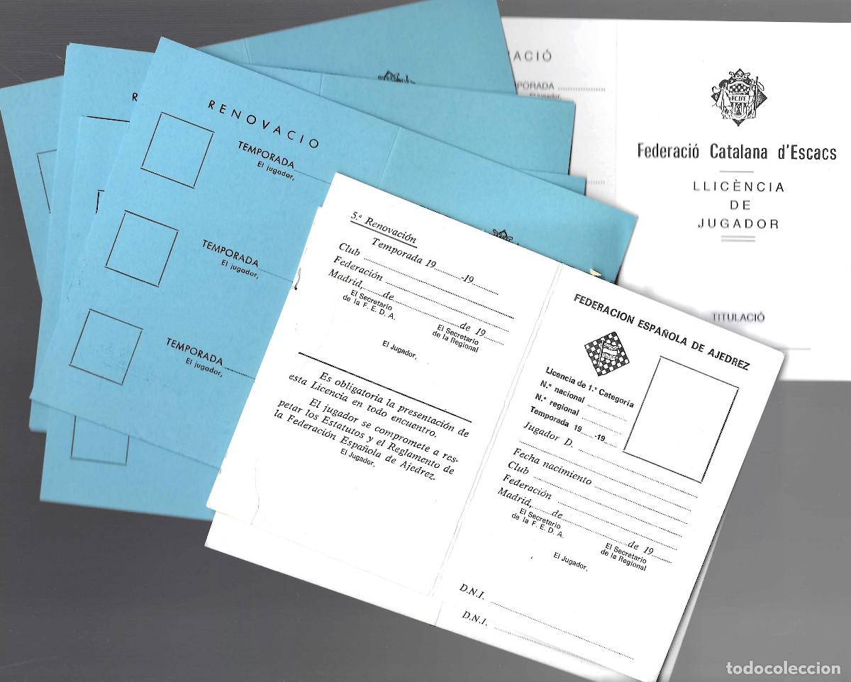 Postales: Lote de desaparecidas licencias federativas de ajedrez en blanco