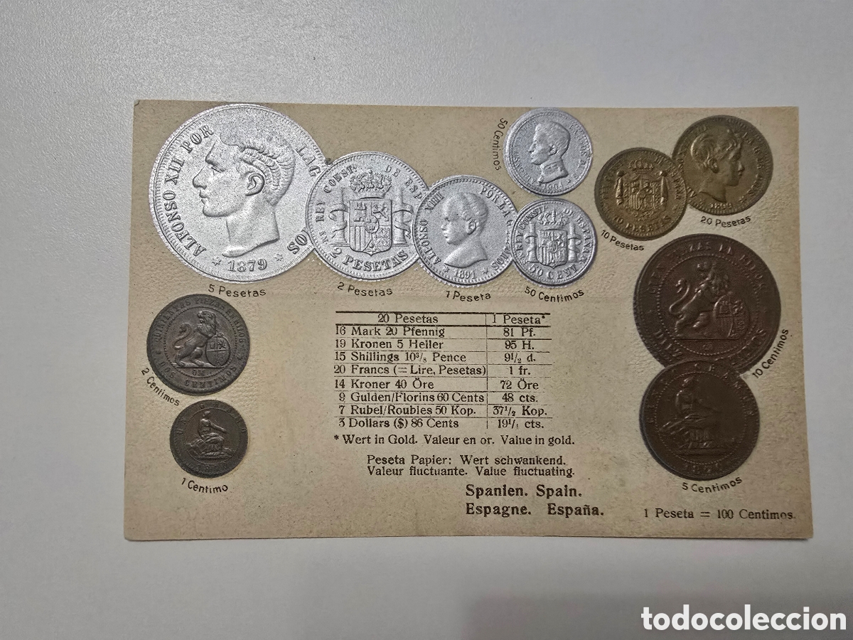 Postkarten: postal numism&aacute;tica Antigua en relieve (gofrada) circa 1900-1910
