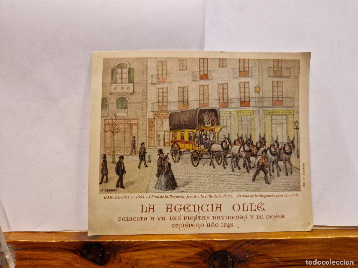 Postales: BONITA POSTAL CIRCULADA. LA AGENCIA OLLE. BARCELONA 1855. FELICES FIESTAS Y PROSPERO A&Ntilde;O 1948