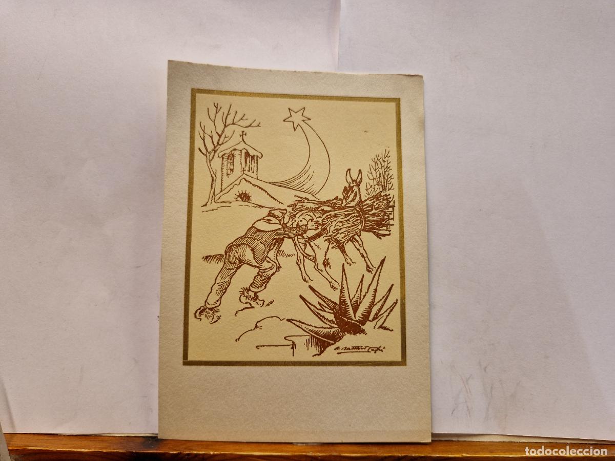 Postales: BONITA POSTAL CIRCULADA. DIPTICO. FELIZ NAVIDAD Y PROSPERO A&Ntilde;O NUEVO. CAL&Ccedil;ATS CLARAMUNT. 1957