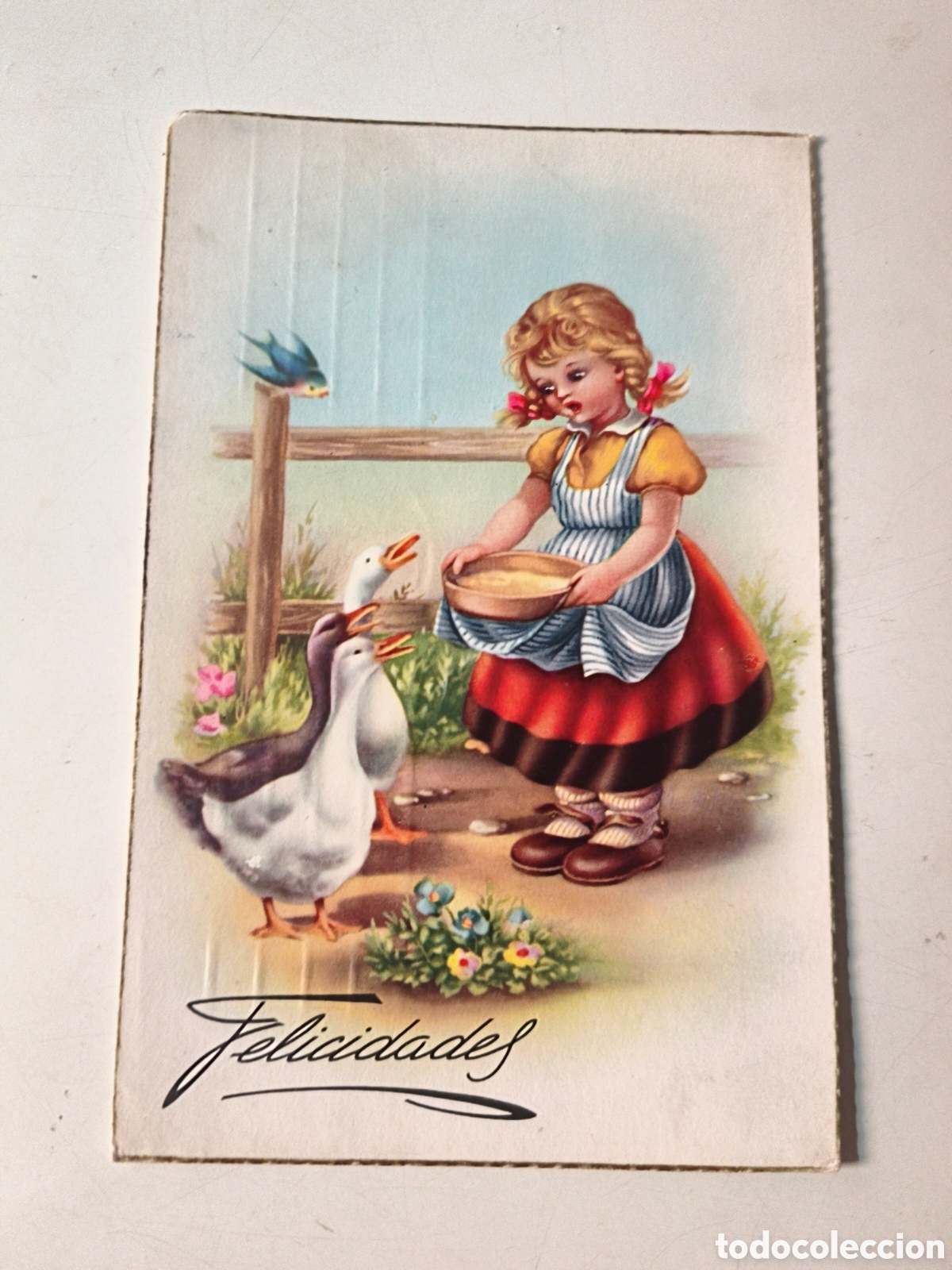 Postcards: Postal Felicidades Ni&ntilde;a y oca