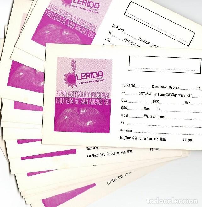 Postales: 14 Tarjetas iguales QSL sin rellenar - L&eacute;rida 1969 Feria Agr&iacute;cola y Nacional Fruter&iacute;a de San Miguel