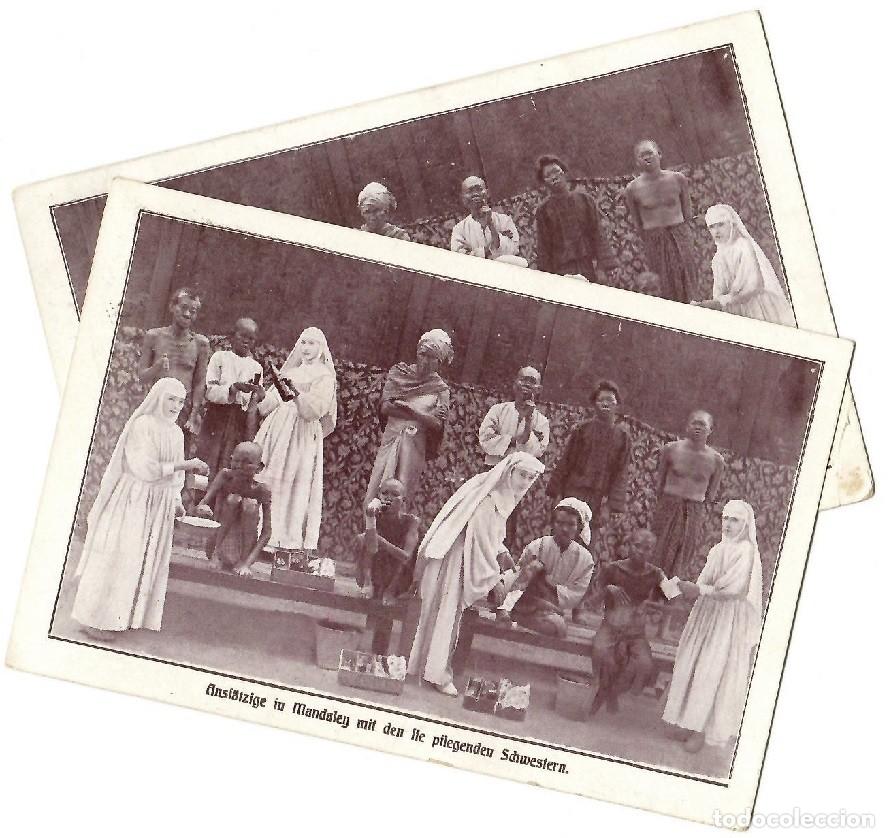 Cartoline: Monjas con leprosos - Auss&auml;tzige in Mandaley mit den lie pflegenden schwestern / Pp. S. XX - 2 Post.