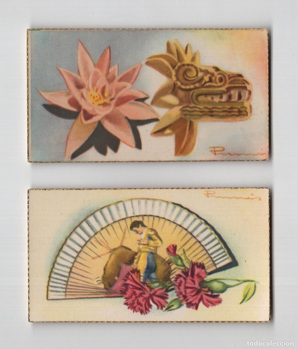 Postales: Lote de 2 minitarjetas ilustradas por Prun&eacute;s -Creaciones Ediart / Cromoter, 1957-