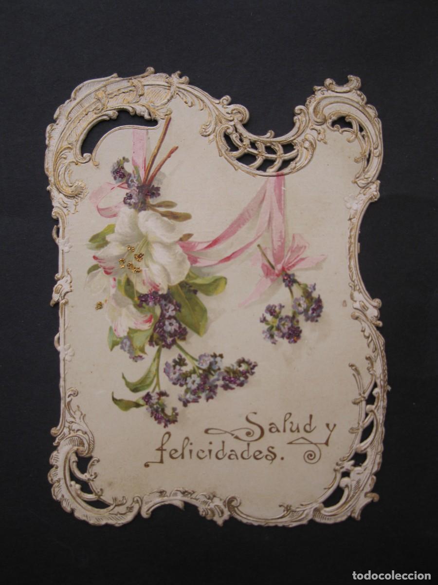 Postales: ANTIGUA TARJETA DE FELICITACI&Oacute;N TROQUELADA - SALUD Y FELICIDADES.