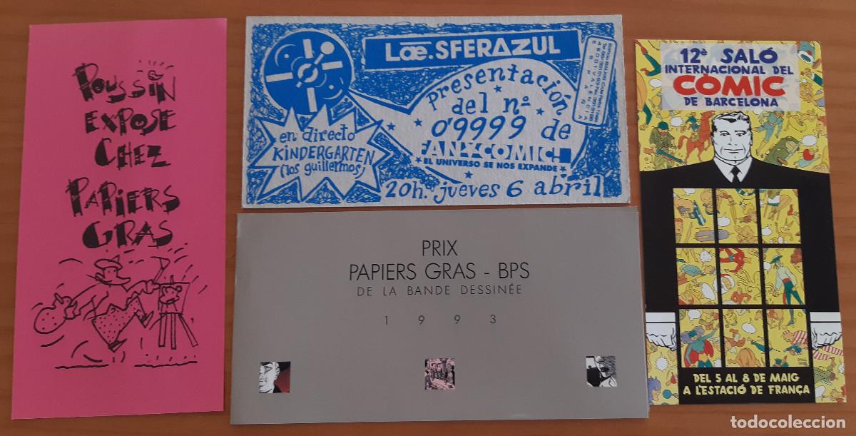 Postcards: 4 TARJETAS INVITACI&Oacute;N - POUSSIN, FAN COMIC, PAPIERS GRAS-BPS... - MUY BUEN ESTADO