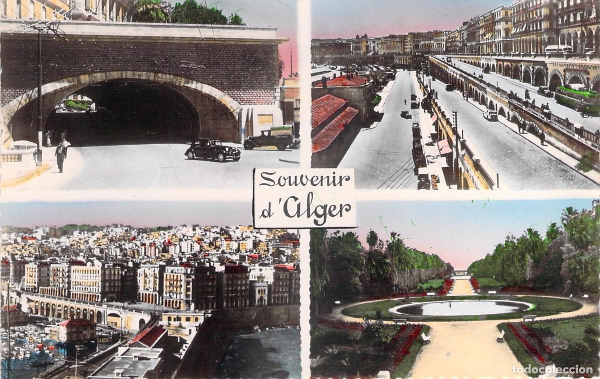 Postais: Postal de Argel con vistas m&uacute;ltiples de la ciudad y monumentos