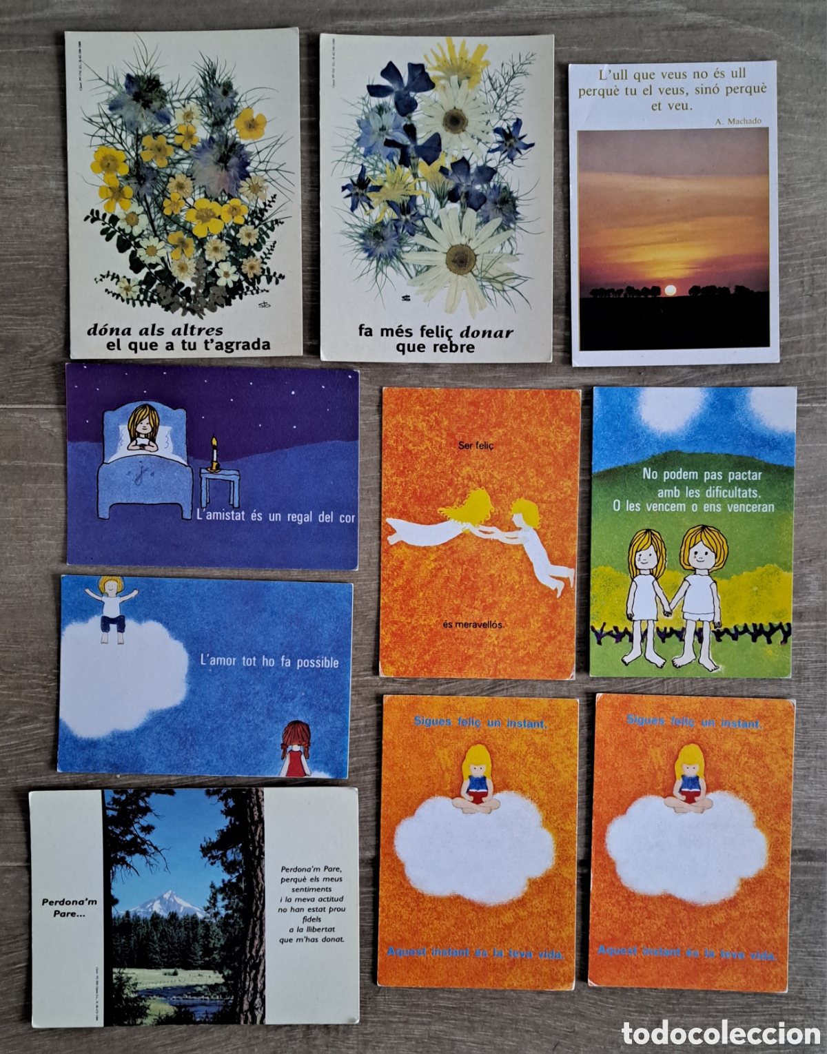 Postkarten: Lote de 9 postales de Motivaci&oacute;n y Filosof&iacute;a (a&ntilde;os 70/80, en catal&aacute;n)