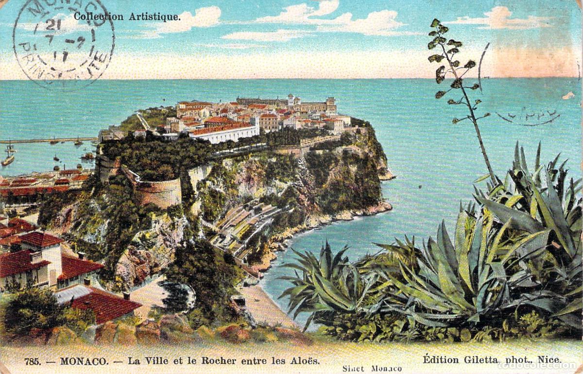 Postkarten: Postal de M&oacute;naco con Vista al Pe&ntilde;&oacute;n y el Mar Mediterr&aacute;neo