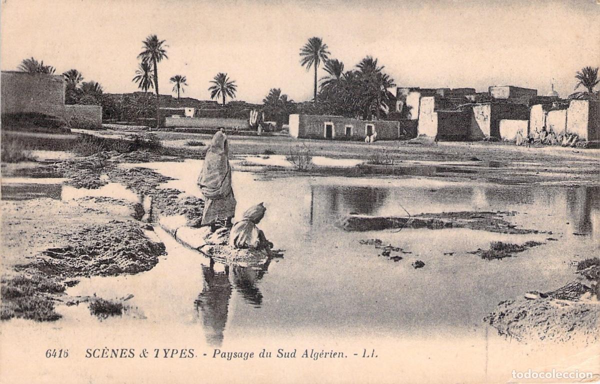Postkarten: Postal de paisaje del sur de Argelia con figuras locales