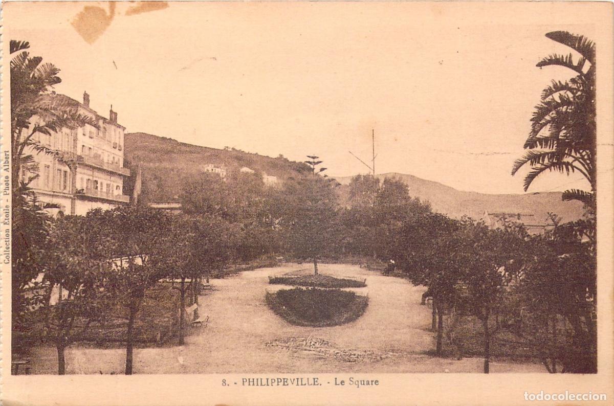 Postkarten: Postal de la plaza p&uacute;blica en Philippeville, Argelia