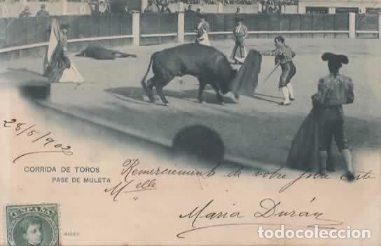 Postales: CORRIDA DE TOROS PASE DE MULETA 1902 DORSO SIN DIVIDIR