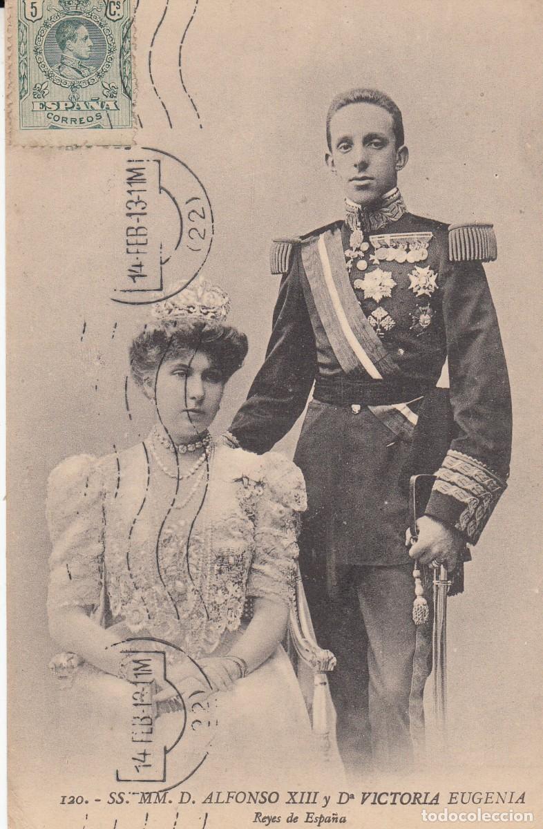 Cartes Postales: POSTAL ALFONSO XIII Y D. VICTORIA EUGENIA, CIRCULADA A FRANCIA - 1913