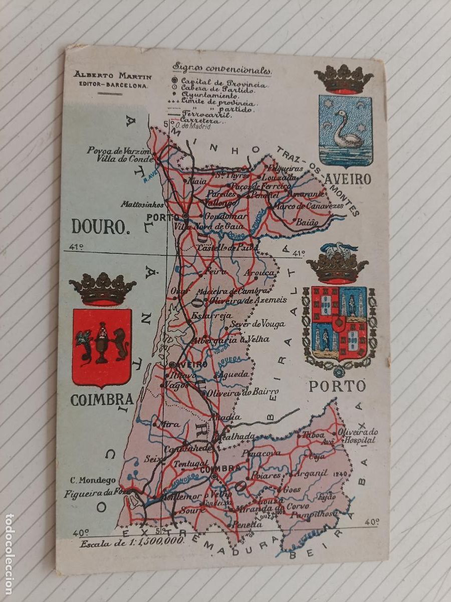 Postales: Portugal. Postal antigua. Mapa - Foto 1