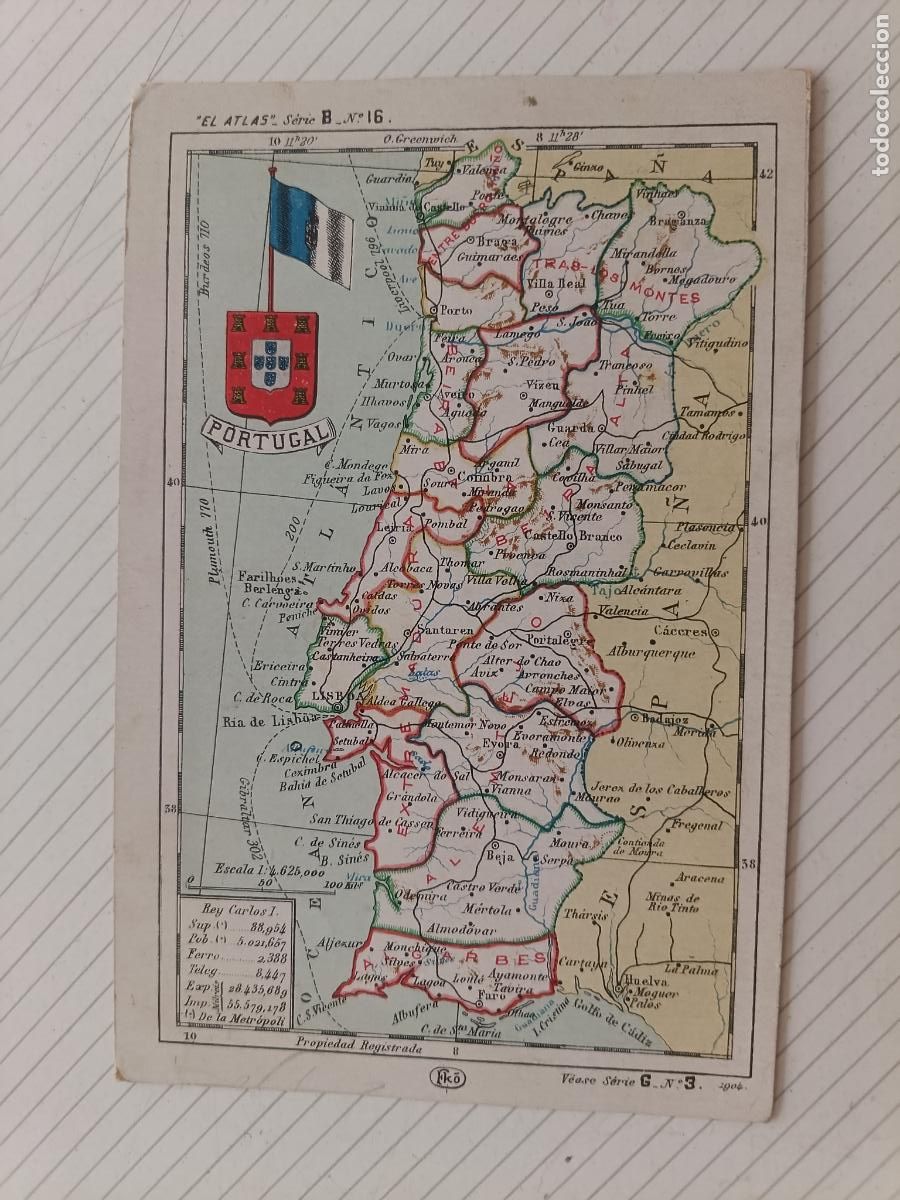 Postales: Portugal. Postal antigua. Mapa - Foto 1