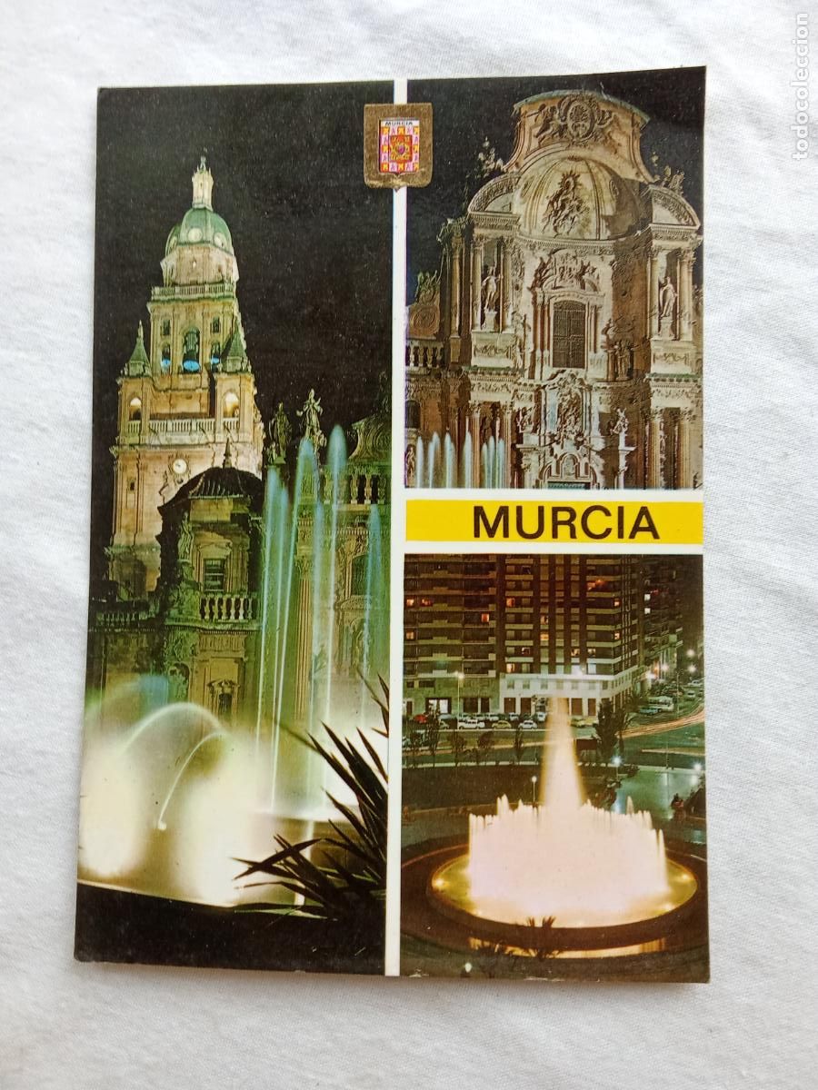 Postales: Postal N&ordm;155 Murcia, vistas de la Catedral y Fuente Luminosa P.1255