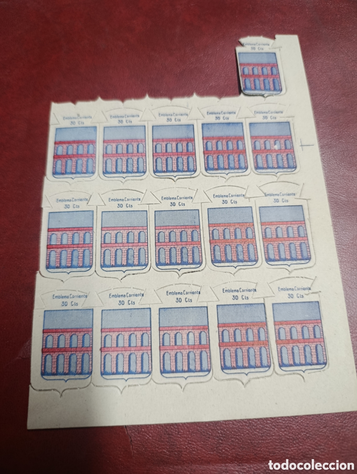 Postales: carton con sellos Emblema corriente de 30 Cts Navalcarnero serie X n57