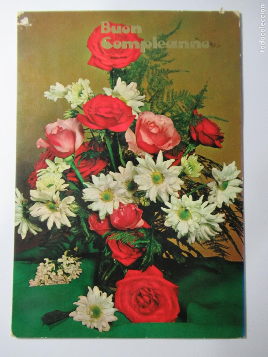 Postales: Postal flores rosas - Circulada - Foto 1
