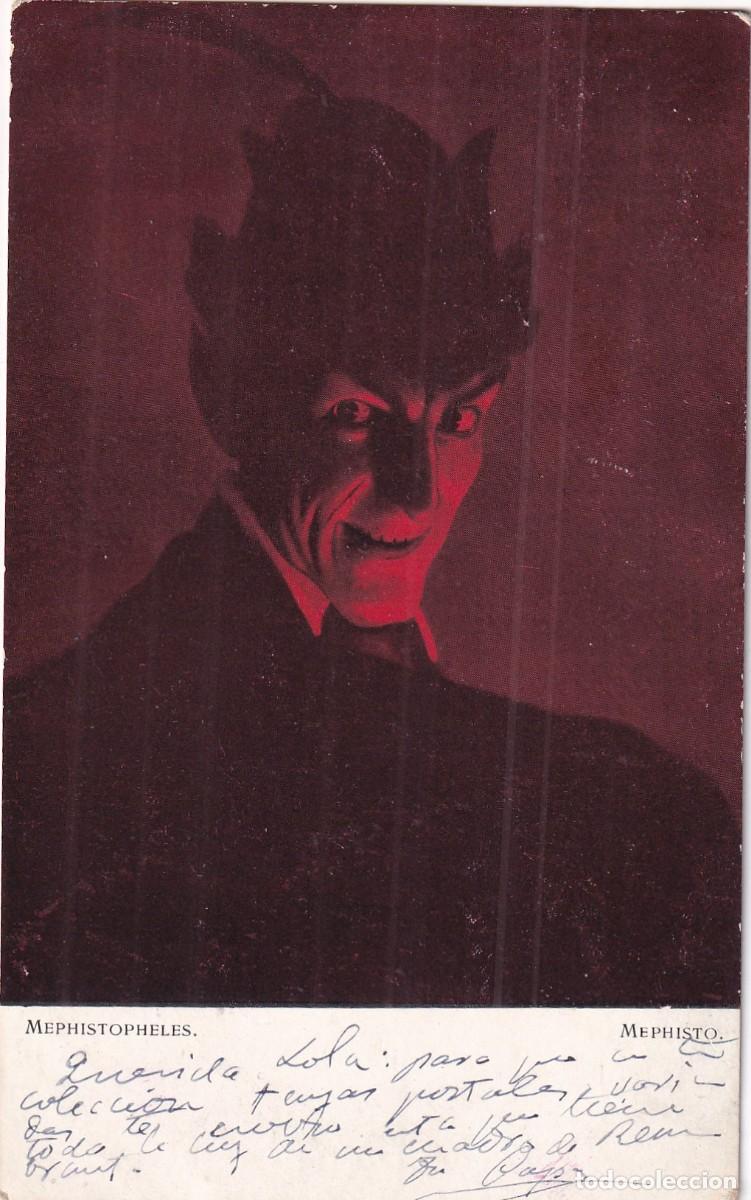 Postales: Personaje Mefist&oacute;feles, el diablo de la obra de Fausto de Goethe. Reverso sin dividir