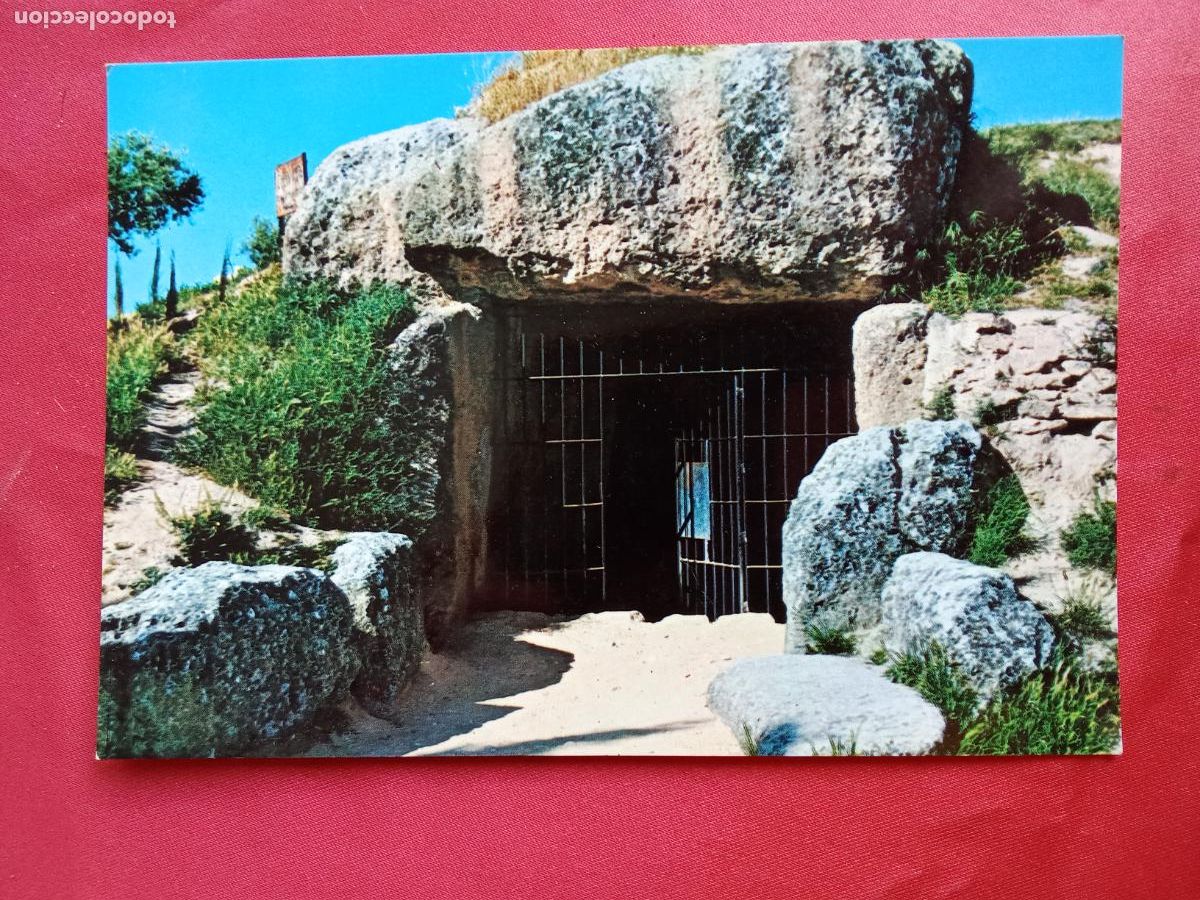 Postales: Postal Antequera (M&aacute;laga) Cueva de Megna, monumento nacional, puerta de entrada P.1296