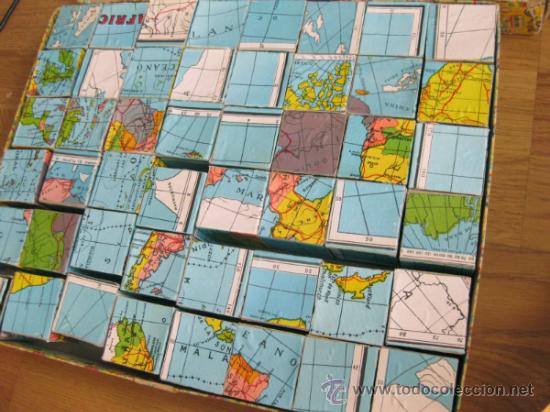 Puzzles: PUZLE DE LOS A&Ntilde;OS 50 DE CUBOS CON MAPAS - PUZZLE DE MAPA - Foto 2