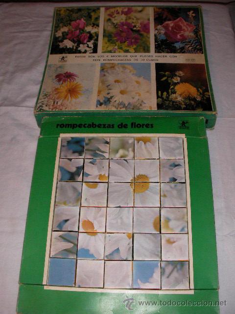 Puzzles: ANTIGUO ROMPECABEZAS DE FLORES EN SU CAJA - Foto 1