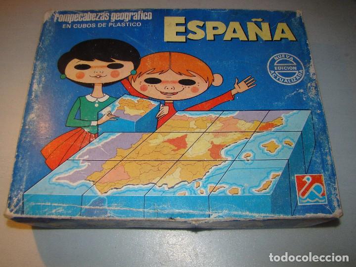 Puzzles: Antiguo rompecabezas geogr&aacute;fico en cubos de plastico - Foto 1